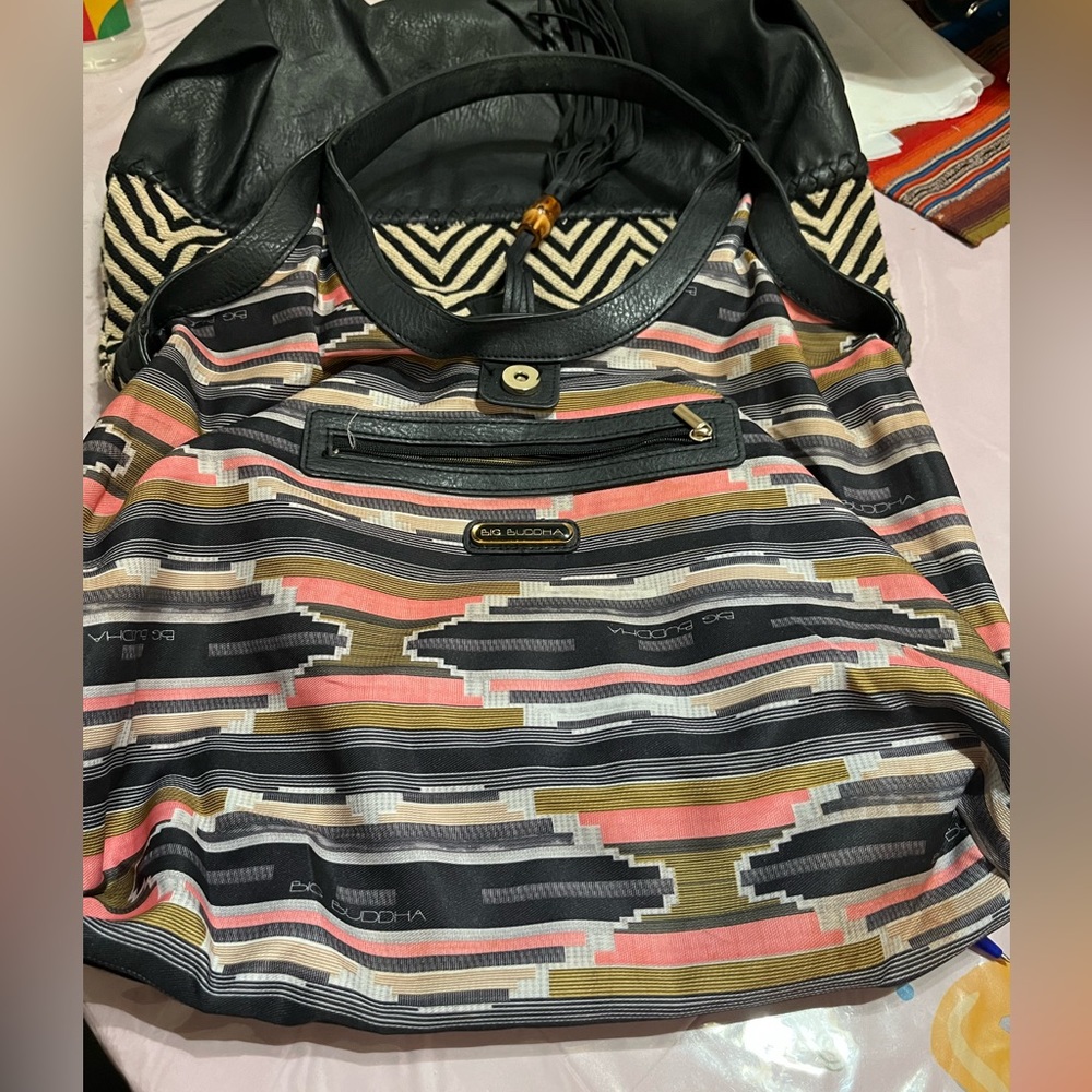 Big Buddha EUC Chevron Tote Hobo Bag - Picture 11 of 14